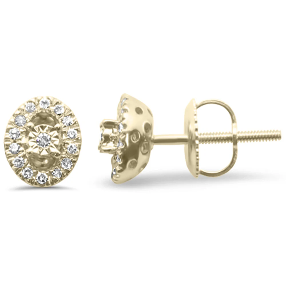 <span>DIAMOND CLOSEOUT! </span>.13ct G SI 10K Yellow Gold Diamond Oval Shaped Round Earrings