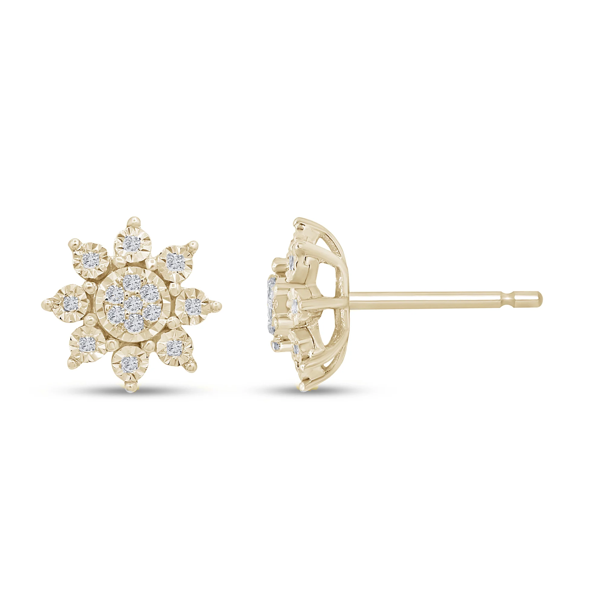 <span>DIAMOND CLOSEOUT! </span>.12ct G SI 10K Yellow Gold Diamond Starburst Earrings