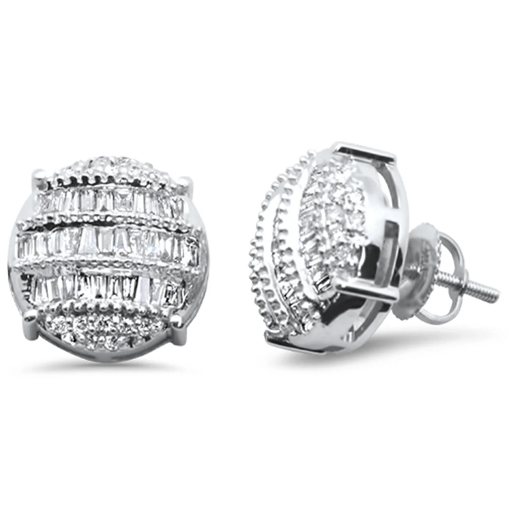 <span>DIAMOND CLOSEOUT! </span> .78ct G SI 14K White Gold Round & Baguette Diamond Earrings