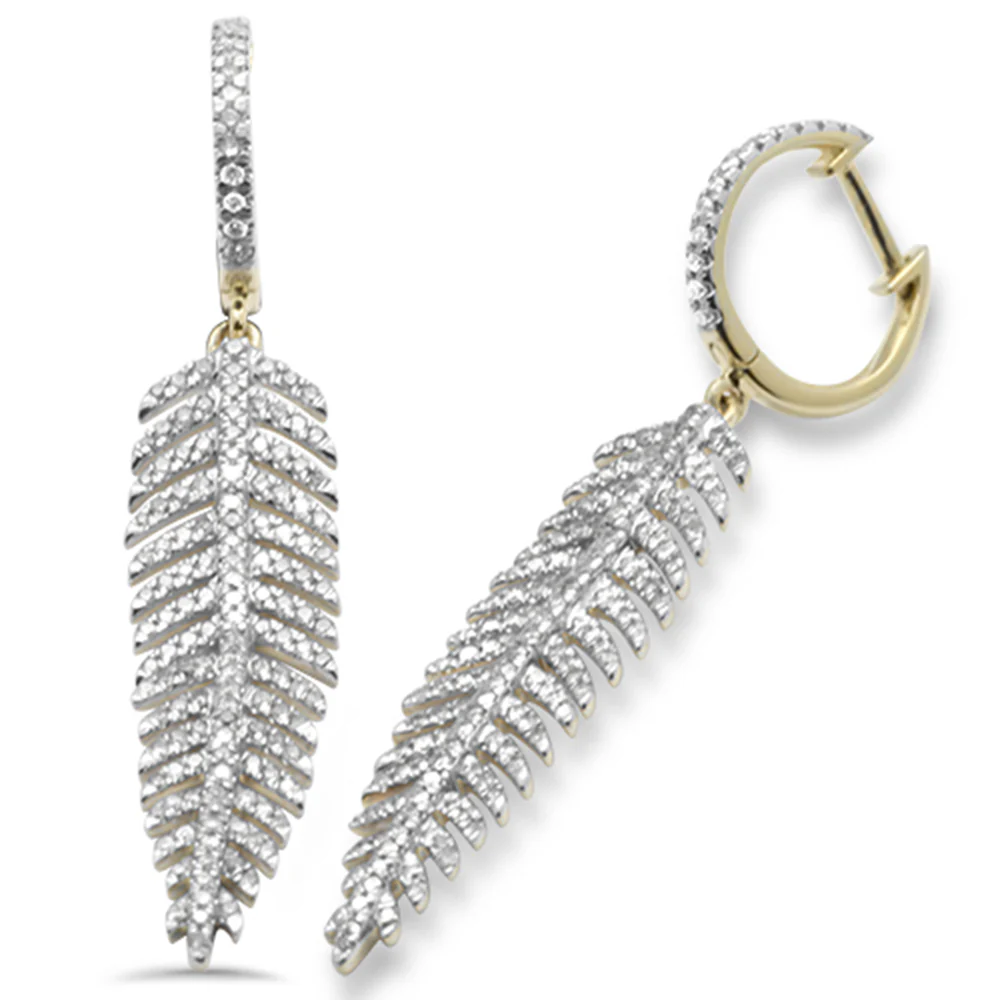 <span>DIAMOND CLOSEOUT! </span>1.15ct G SI 14K Yellow Gold Leaf Drop Earrings