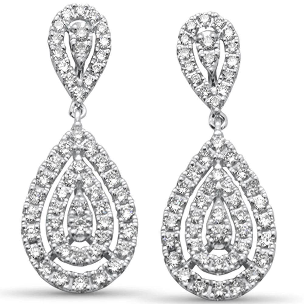 <span>DIAMOND CLOSEOUT! </span> 1.49ct G SI 14K White Gold Diamond Pear Shape Dangling Earring
