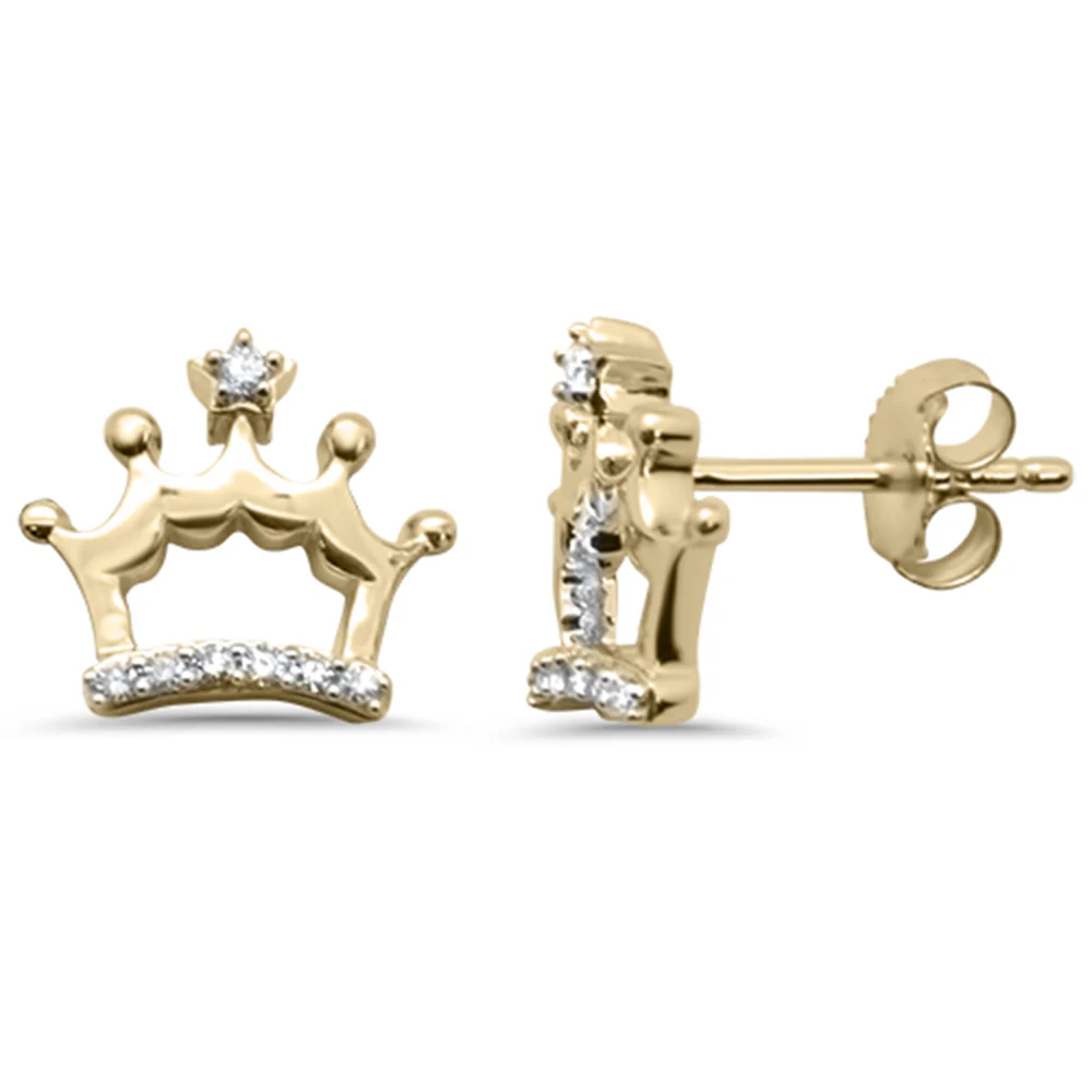 <span>DIAMOND CLOSEOUT! </span> .08ct G SI 14K Yellow Gold Diamond Crown Shaped Earring