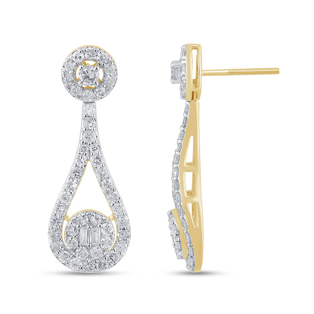 <span>DIAMOND CLOSEOUT! </span>1.97ct G SI 14K Yellow Gold Teardrop Shaped Round Diamond Earrings