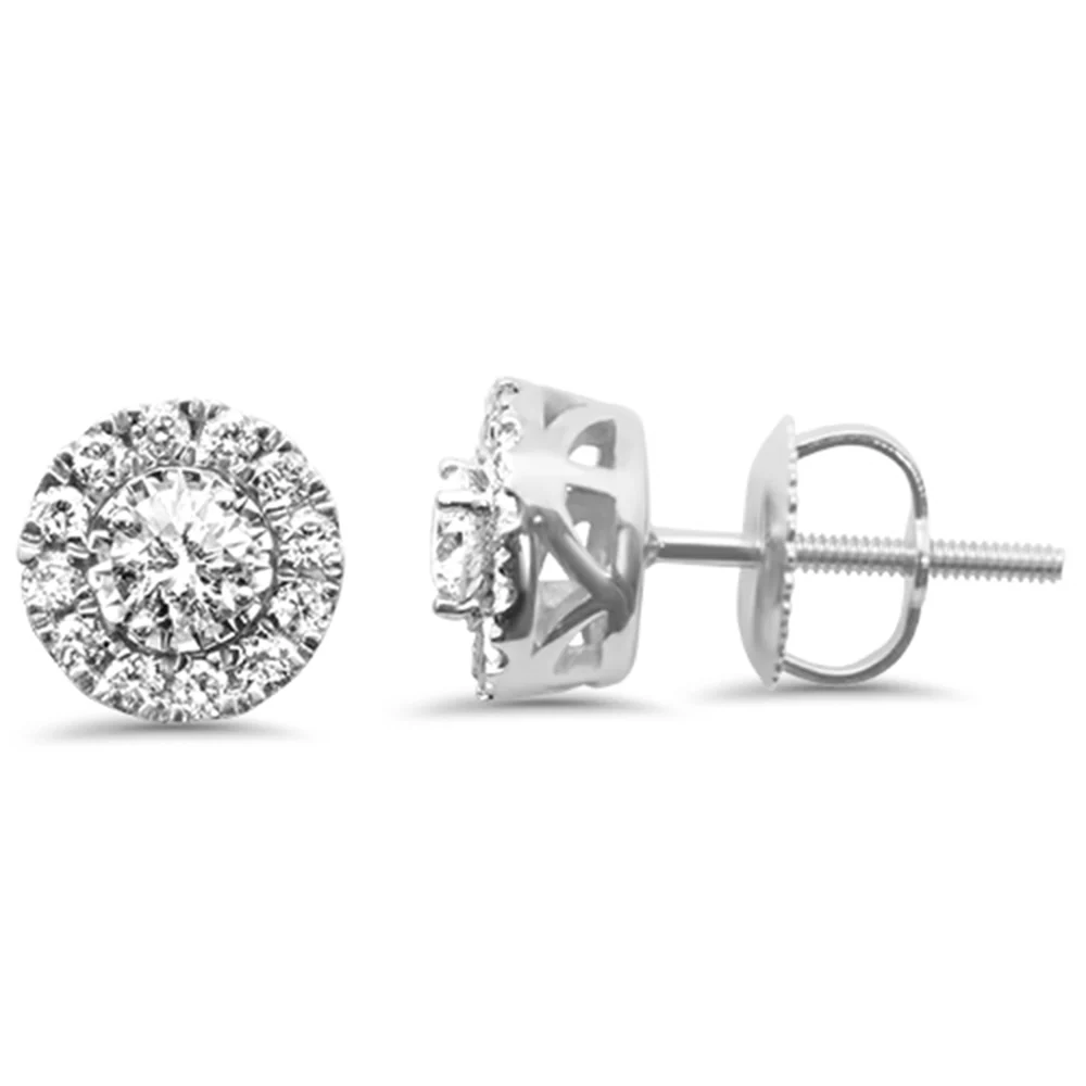 <span style="color:purple">SPECIAL!</span> .50ct G SI 14K White Gold Diamond Halo Earrings