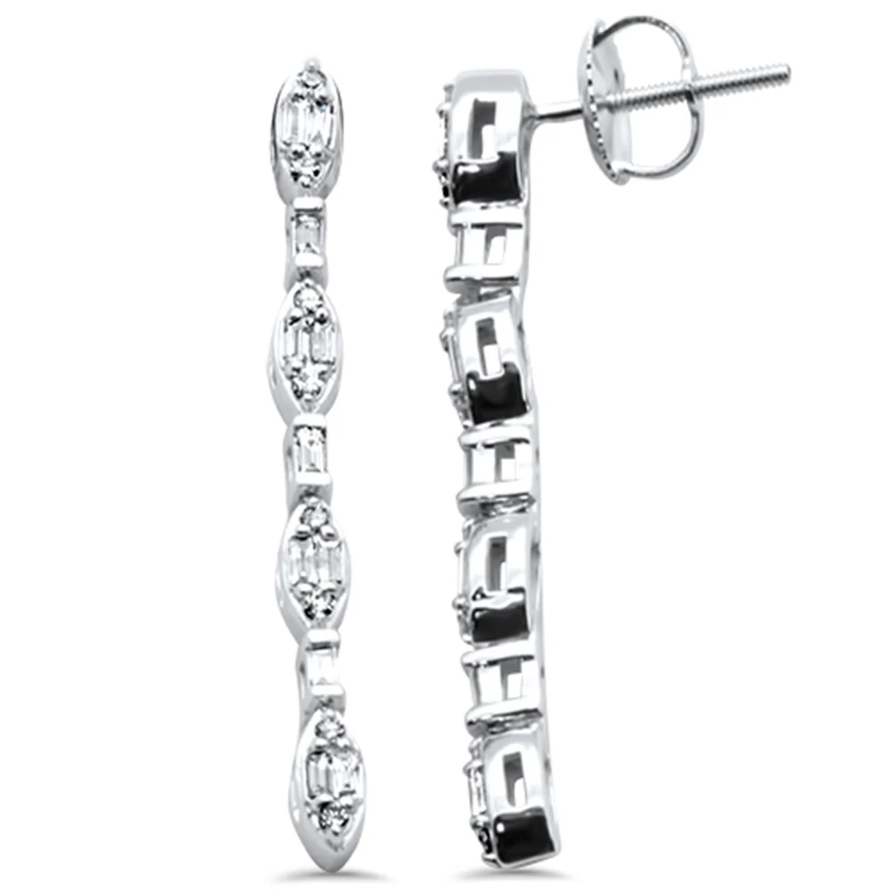 <span>DIAMOND CLOSEOUT! </span>.35ct G SI 14K White Gold Round & Baguette Diamond Drop Earrings