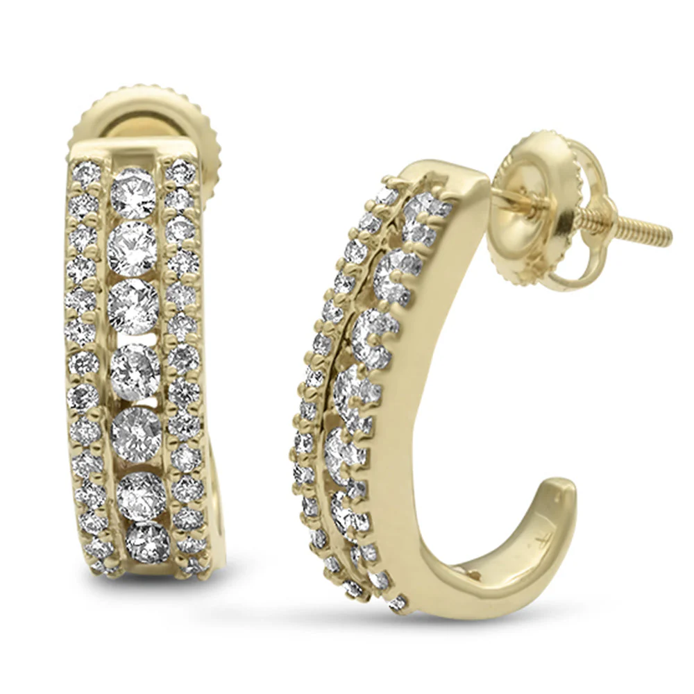 <span>DIAMOND CLOSEOUT! </span>1.05ct G SI 10KT Yellow Gold Diamond J Hoop Earrings