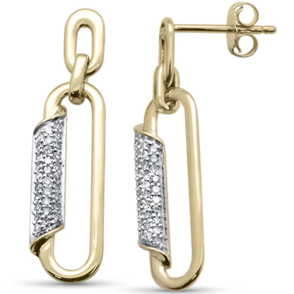<span style="color:purple">SPECIAL!</span>.25ct G SI 14K Yellow Gold Diamond Paperclip Drop Earrings