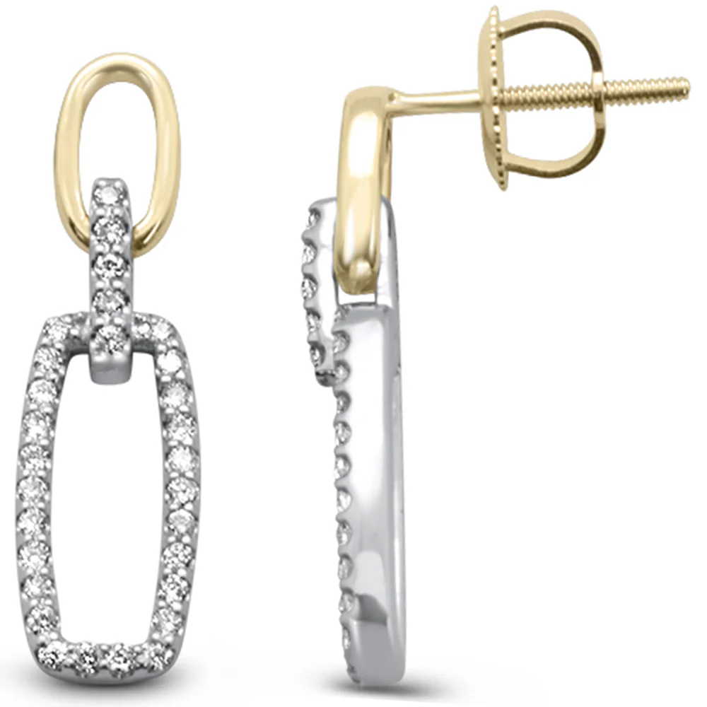 <span>DIAMOND CLOSEOUT! </span>.26ct G SI 14K Two Tone Gold Diamond Paperclip Style Earring