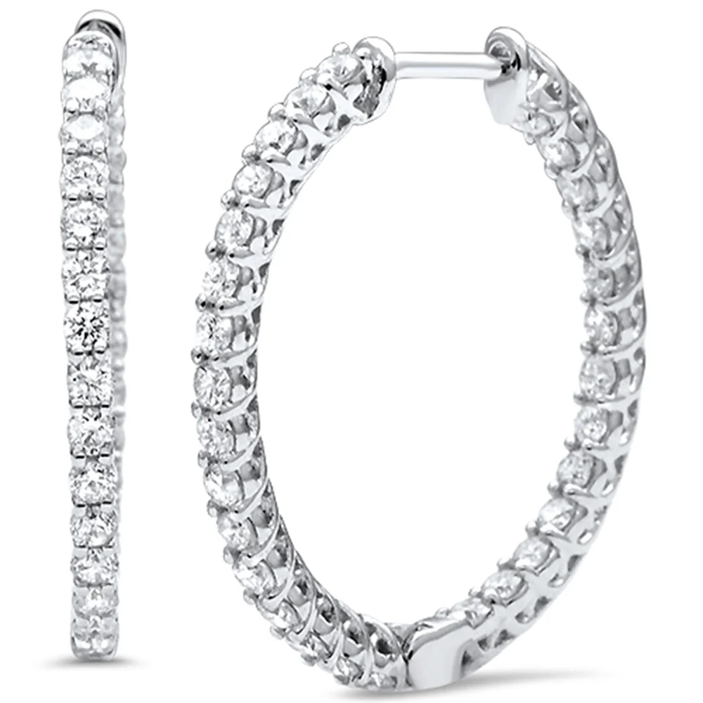 <span>DIAMOND CLOSEOUT! </span> 1.47ct G SI 14K White Gold Diamond Hoop Earrings