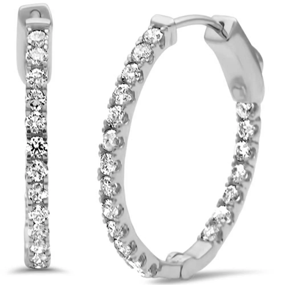 <span>DIAMOND CLOSEOUT! </span>1.02ct G SI 14K White Gold Diamond Hoop Earrings