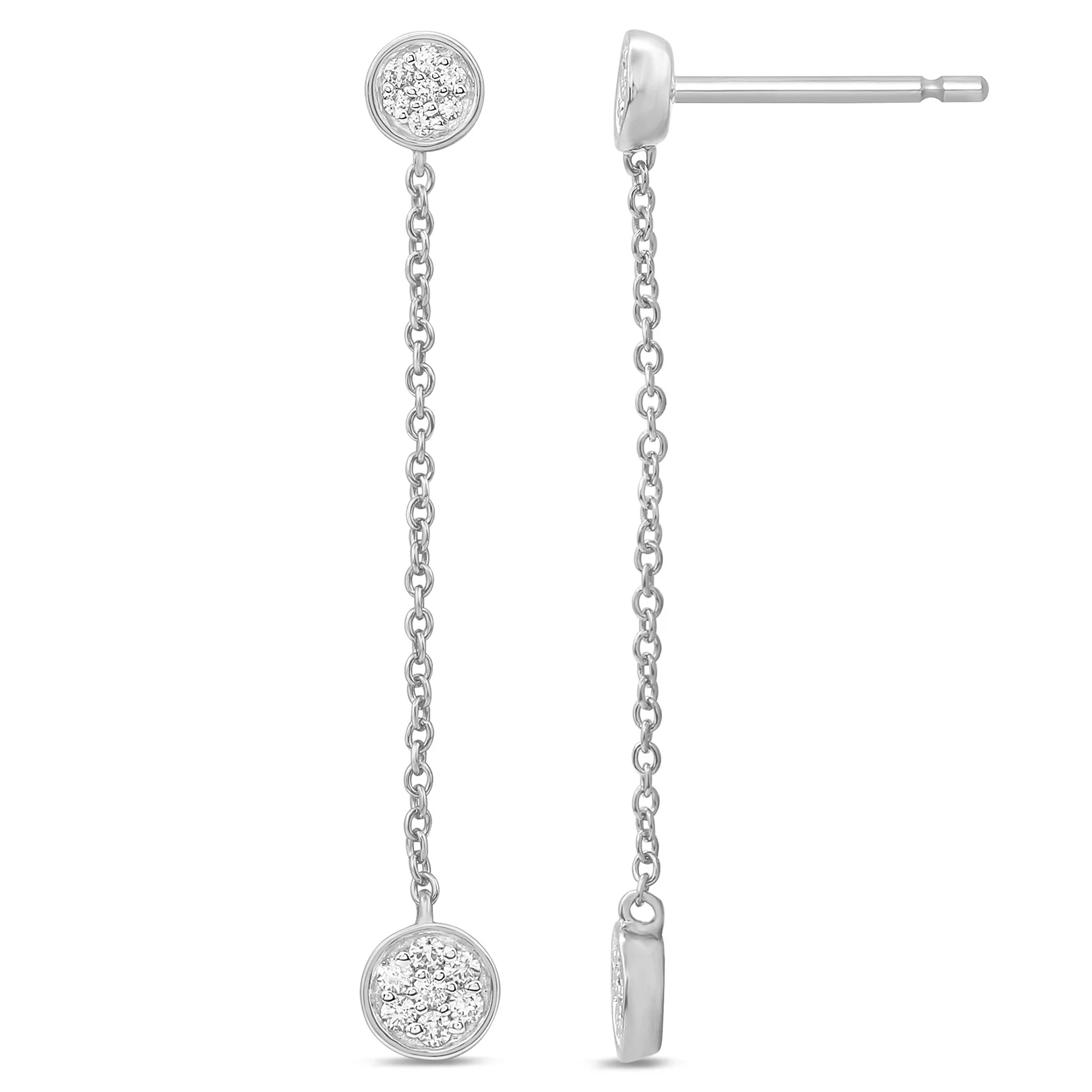<span>DIAMOND CLOSEOUT! </span>.15ct G SI 14K White Gold Diamond Round Shaped Drop Dangle Earrings