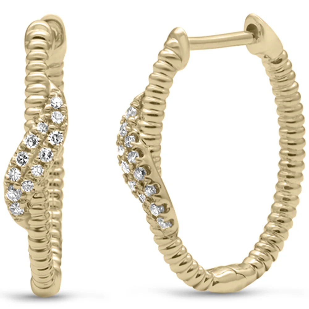 <span>DIAMOND CLOSEOUT! </span>.13ct G SI 14K Yellow Gold Diamond Bead Style Hoop Earrings