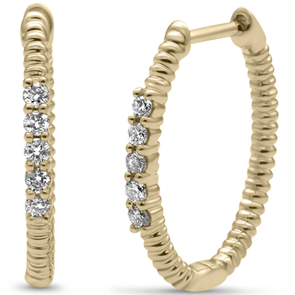 <span style="color:purple">SPECIAL!</span> .20ct G SI 14K Yellow Gold Diamond Twisted Hoop Earrings