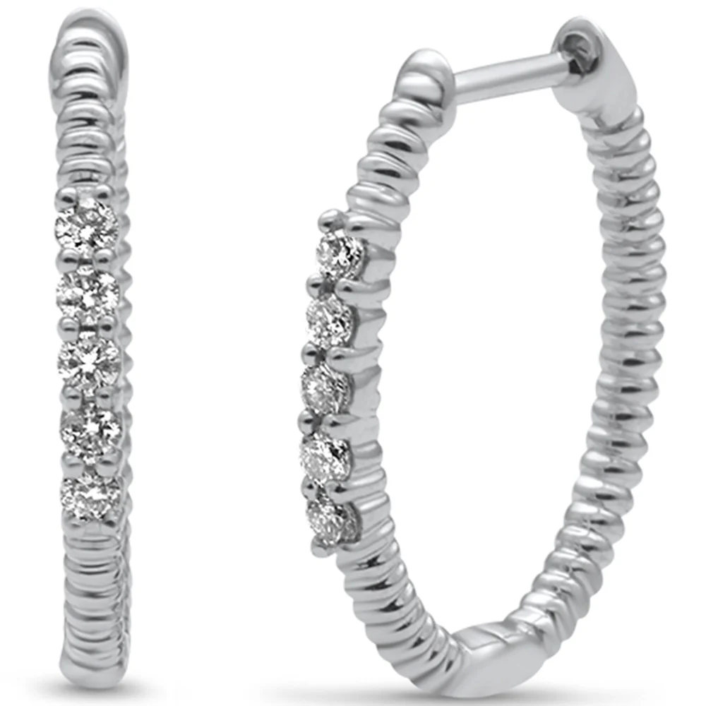 <span style="color:purple">SPECIAL!</span> .20ct G SI 14K White Gold Diamond Twisted Hoop Earrings