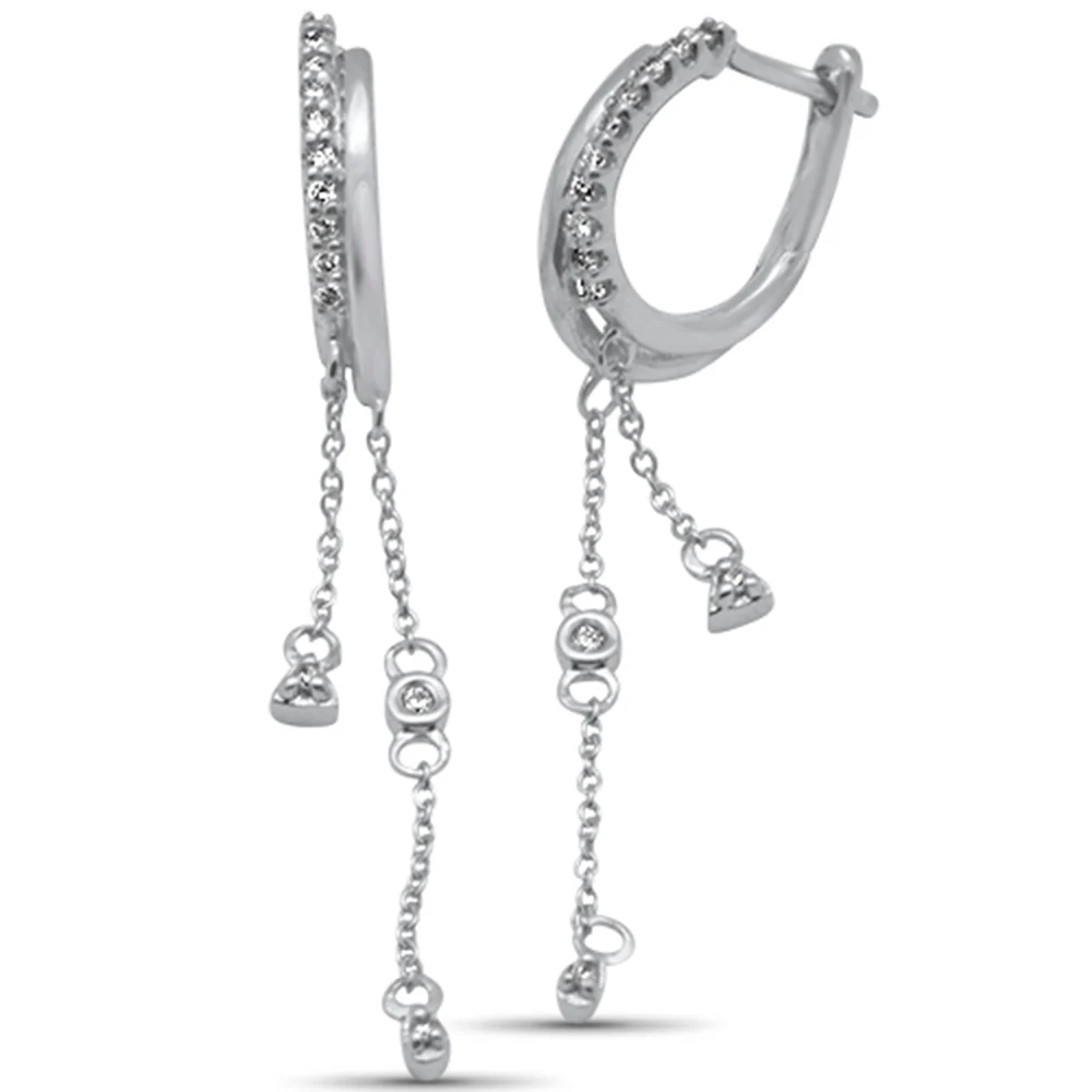 <span>DIAMOND CLOSEOUT! </span>.16ct G SI 14K White Gold Diamond Dangle Earrings