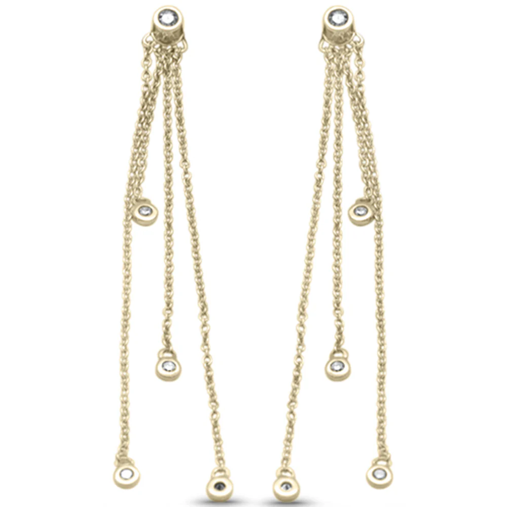 <span style="color:purple">SPECIAL!</span> .15ct G SI 14K Yellow Gold Diamond Long Chain Dangling Earrings