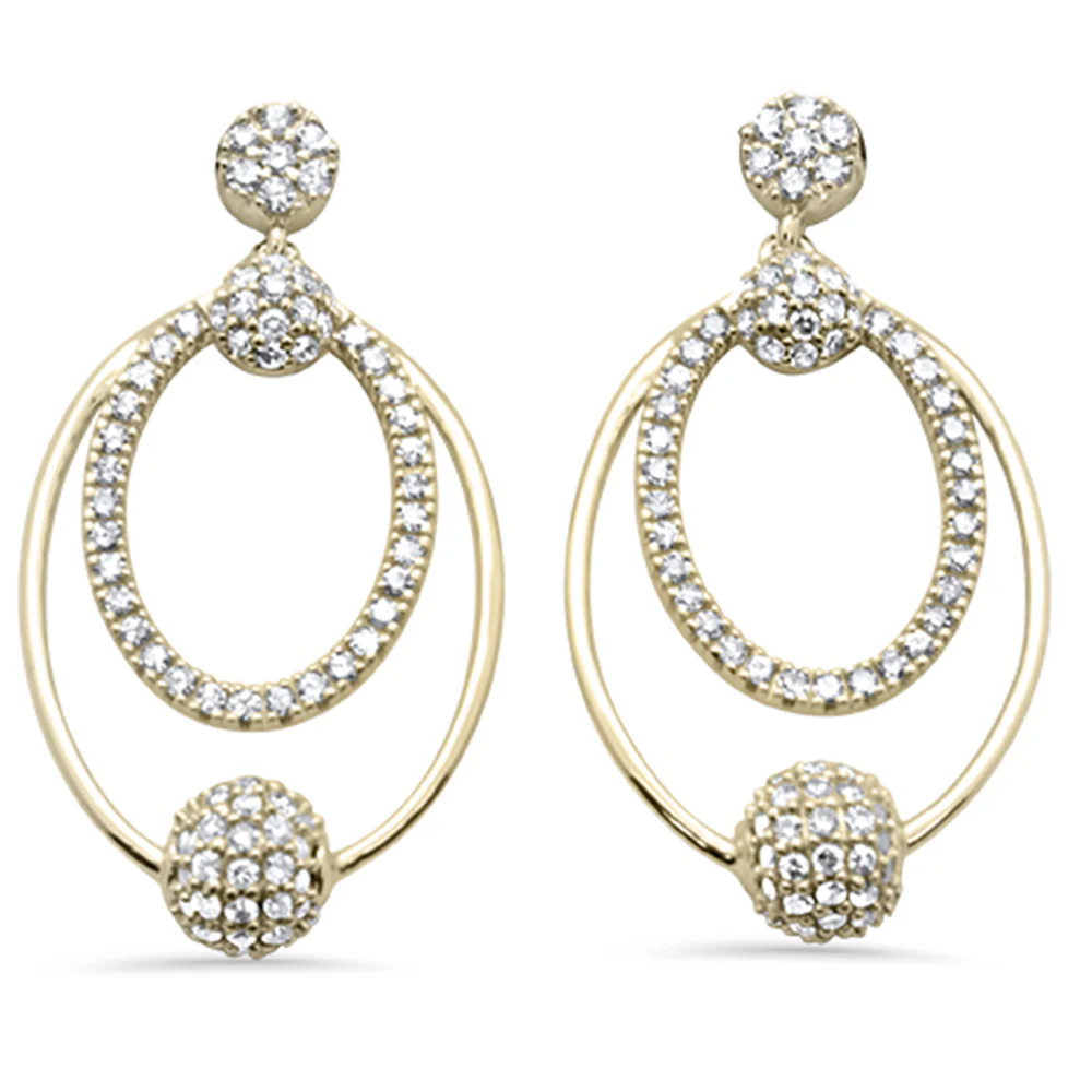 <span>DIAMOND CLOSEOUT! </span>.72ct G SI 14K Yellow Gold Diamond Oval Shaped Dangling Earrings