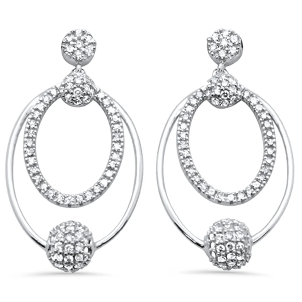 <span>DIAMOND CLOSEOUT! </span>.73ct G SI 14K White Gold Diamond Oval Shaped Dangling Earrings