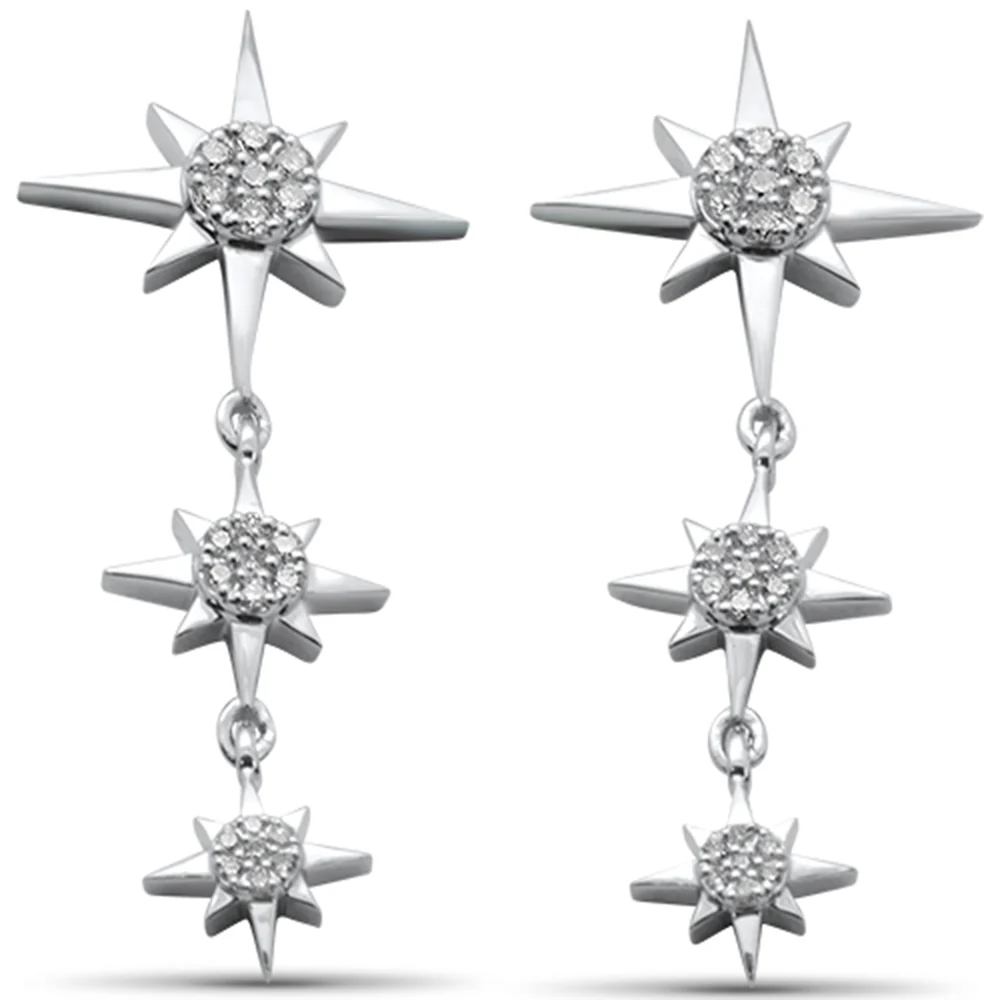 <span style="color:purple">SPECIAL!</span>.38ct G SI 14K White Gold Diamond Starburst Drop Dangle Earrings