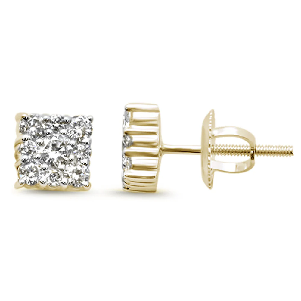 <span style="color:purple">SPECIAL!</span> .52ct G SI 14K Yellow Gold Diamond Square Shaped Earrings  Screw Back