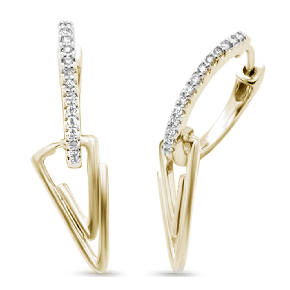 <span style="color:purple">SPECIAL!</span> .13ct G SI 14K Yellow GoldDiamond Hoop Dangling Earrings Post&Click