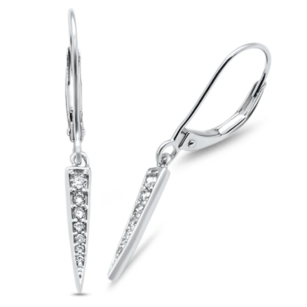 .15ct G SI 14K White Gold Diamond Hoop Dangling Earrings Lever Backing