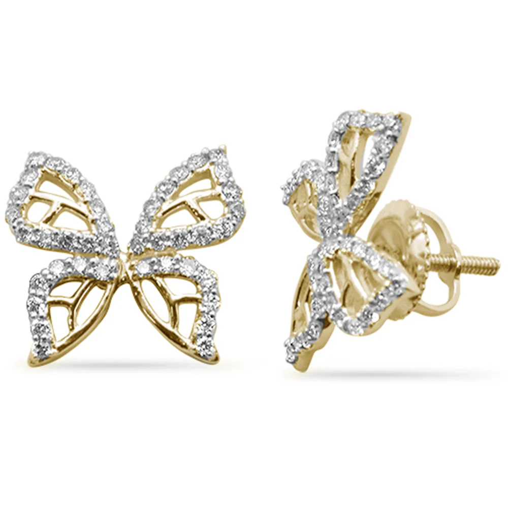 <span style="color:purple">SPECIAL!</span>.40ct G SI 14K Yellow Gold Diamond Butterfly Earrings Screw Back