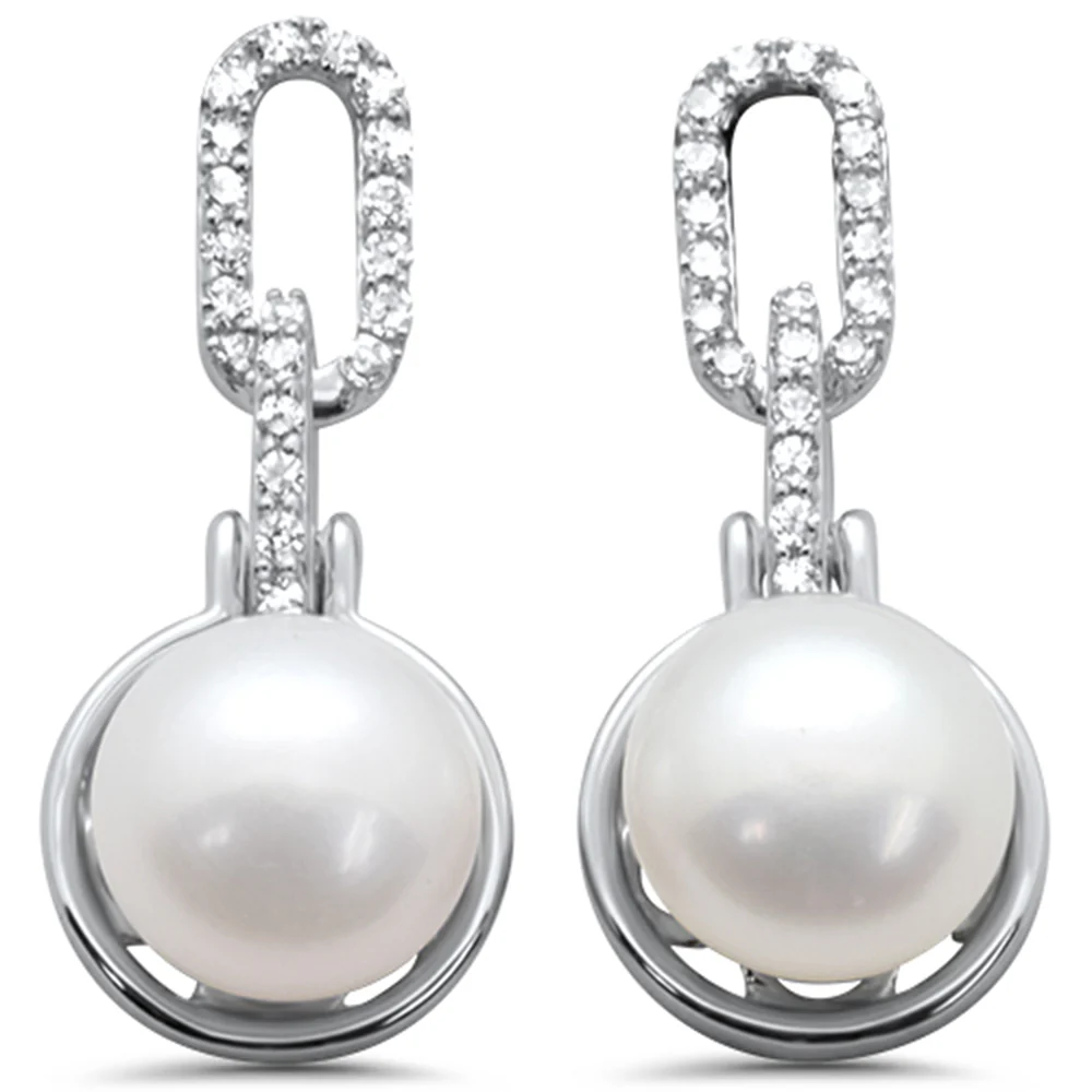 <span style="color:purple">SPECIAL!</span>.20ct G SI 14K White Gold Diamond Pearl Drop Earrings
