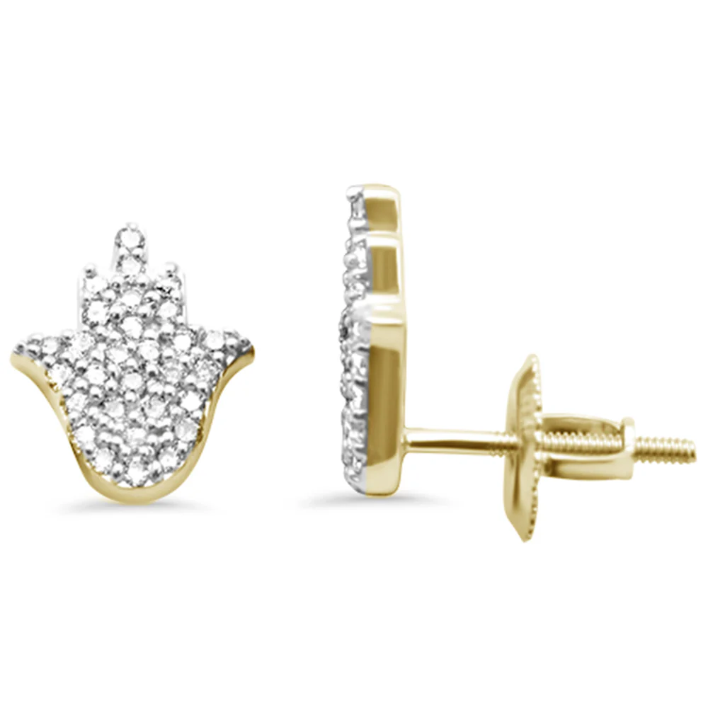 <span style="color:purple">SPECIAL!</span> .26ct G SI 14K Yellow Gold Diamond Hamsa Earrings
