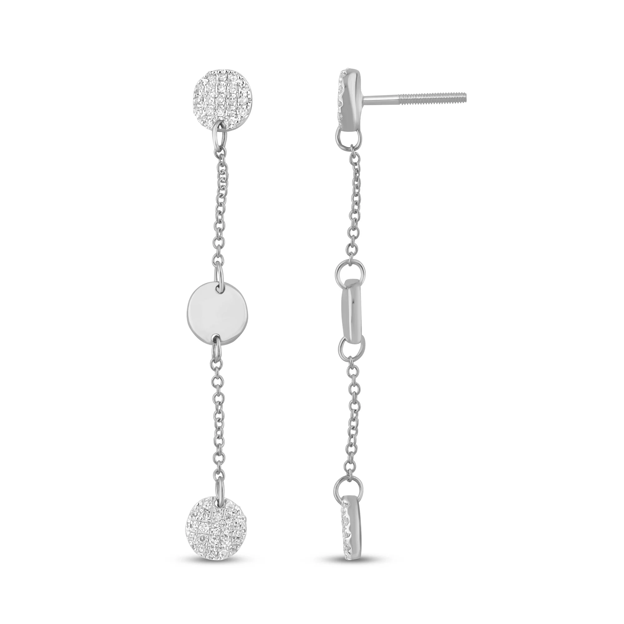 <span style="color:purple">SPECIAL!</span> .21ct G SI 14K White Gold Diamond Round Dangling Earrings
