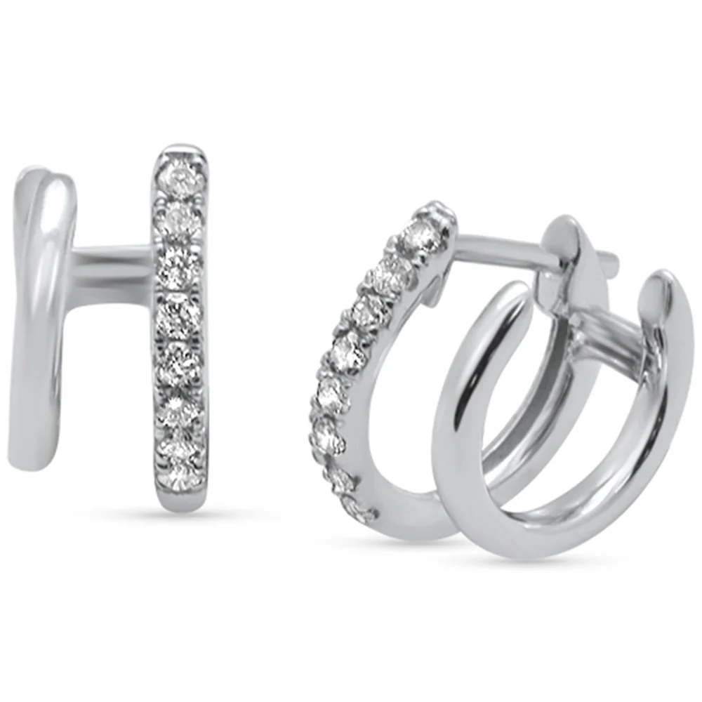 <span style="color:purple">SPECIAL!</span> .23ct G SI 14K White Gold Diamond Double Hoop Earrings