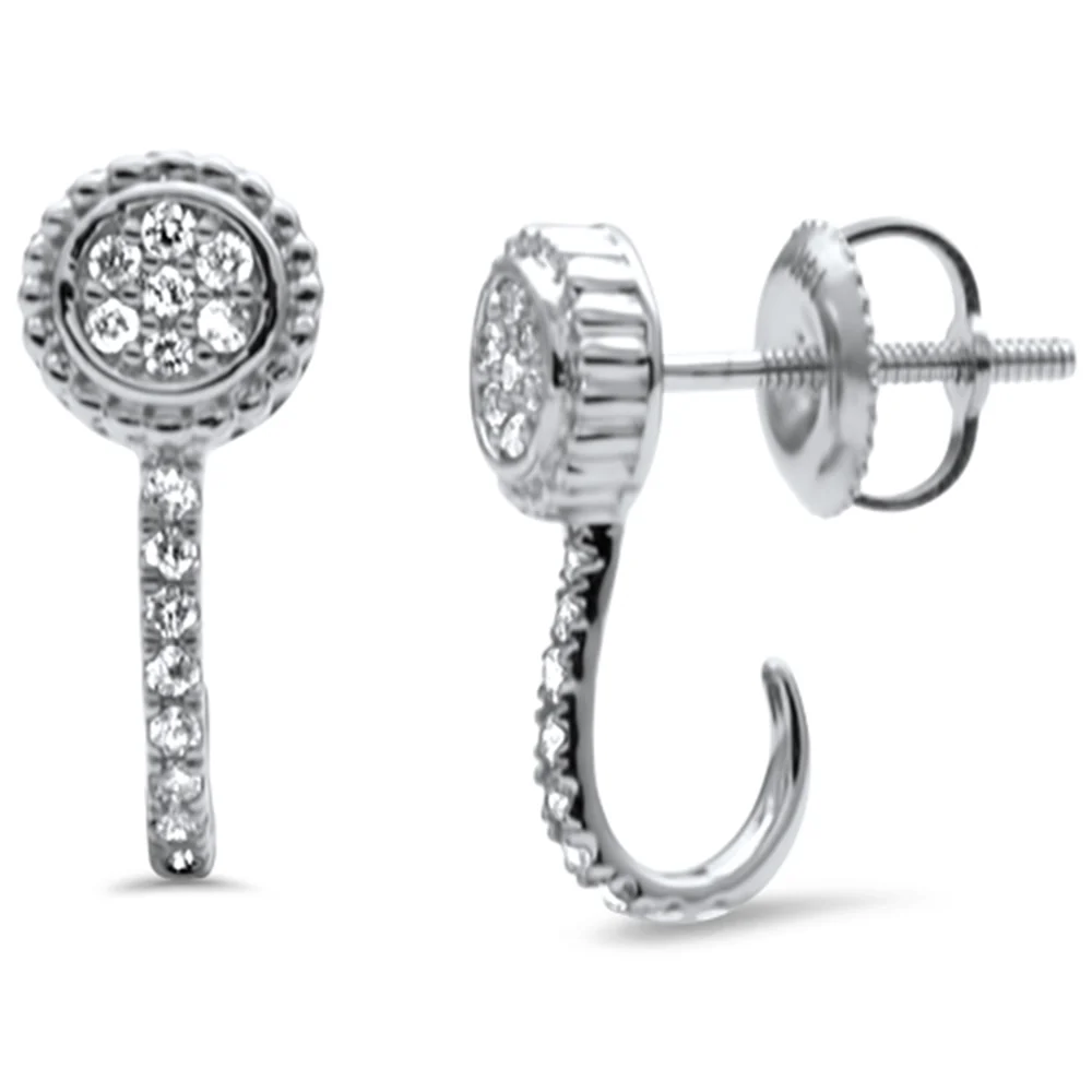 <span style="color:purple">SPECIAL!</span> .21ct G SI 14K White Gold Diamond J Hoop Earrings