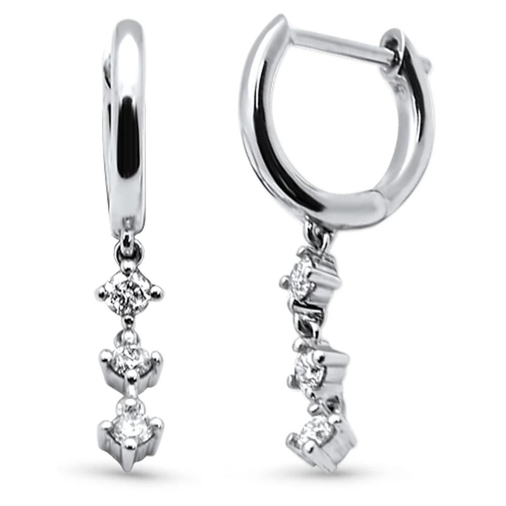 <span style="color:purple">SPECIAL!</span> .22ct G SI 14K White Gold Diamond Dangling Hoop Earrings