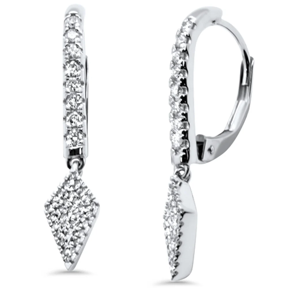 <span style="color:purple">SPECIAL!</span> .33ct G SI 14K White Gold Diamond Dangling Hoop Earrings