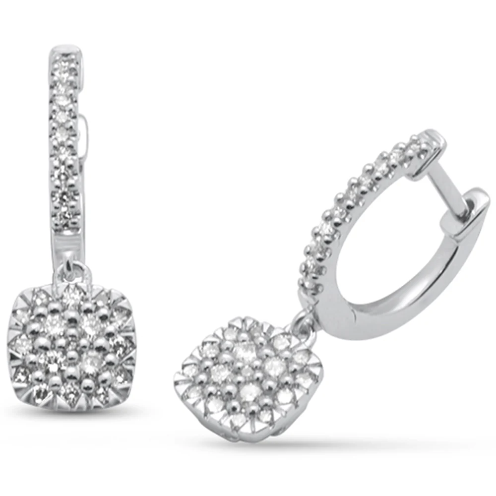 <span style="color:purple">SPECIAL!</span> .50ct G SI 14K White Gold Diamond Square Hoop Dangle Earrings