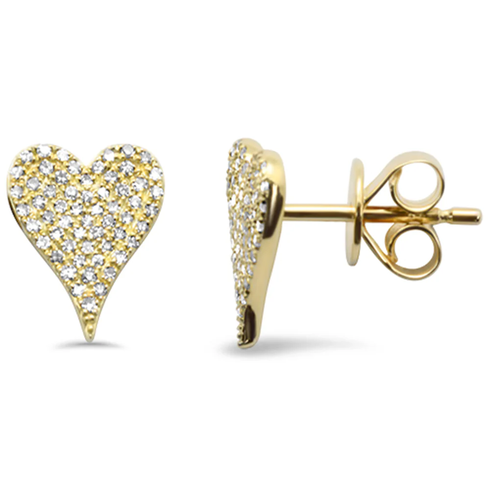 .19ct G SI 14K Yellow Gold Diamond Heart Earrings Push Back