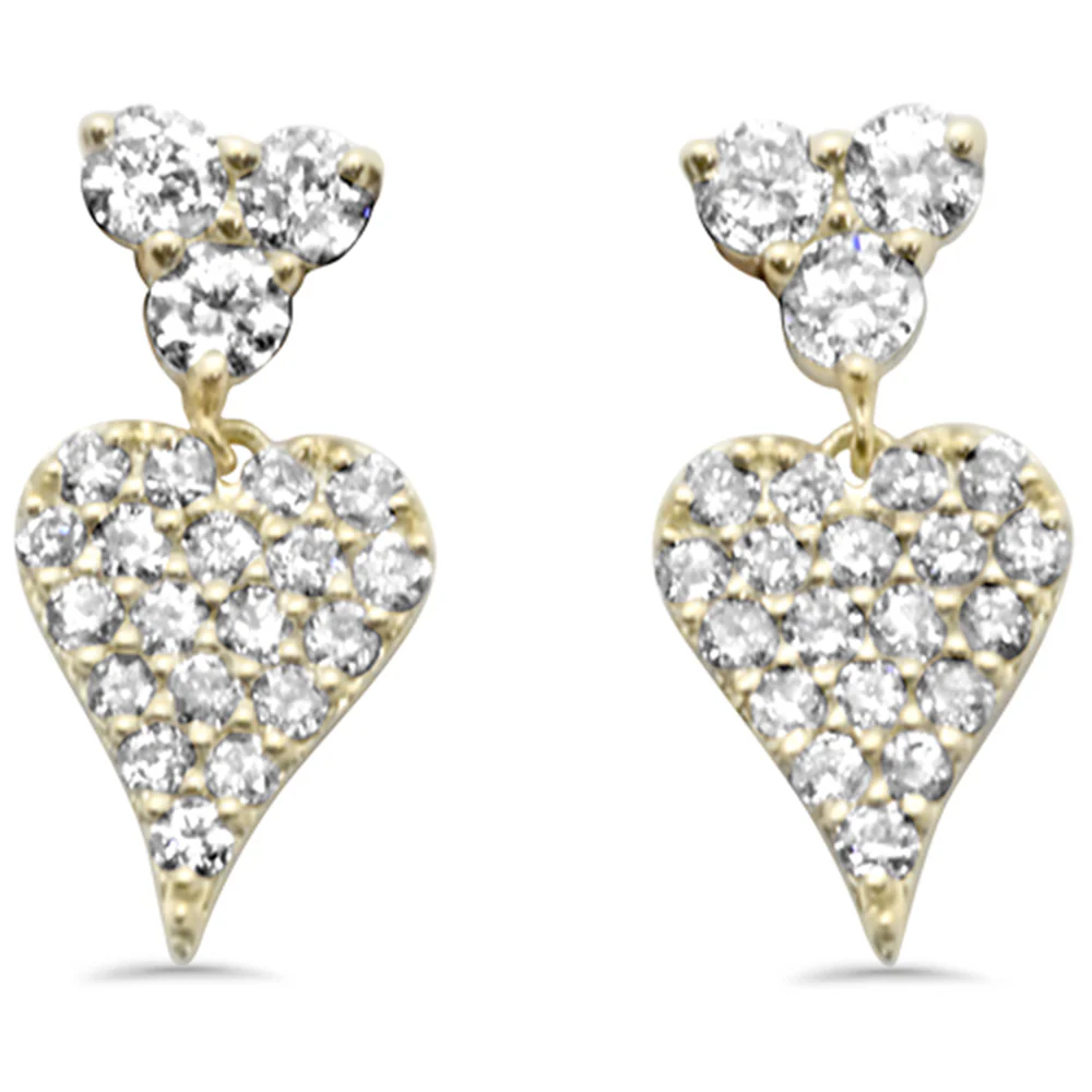 <span style="color:purple">SPECIAL!</span> .34ct G SI 14K Yellow Gold Diamond Heart Dangling Earrings Push Back