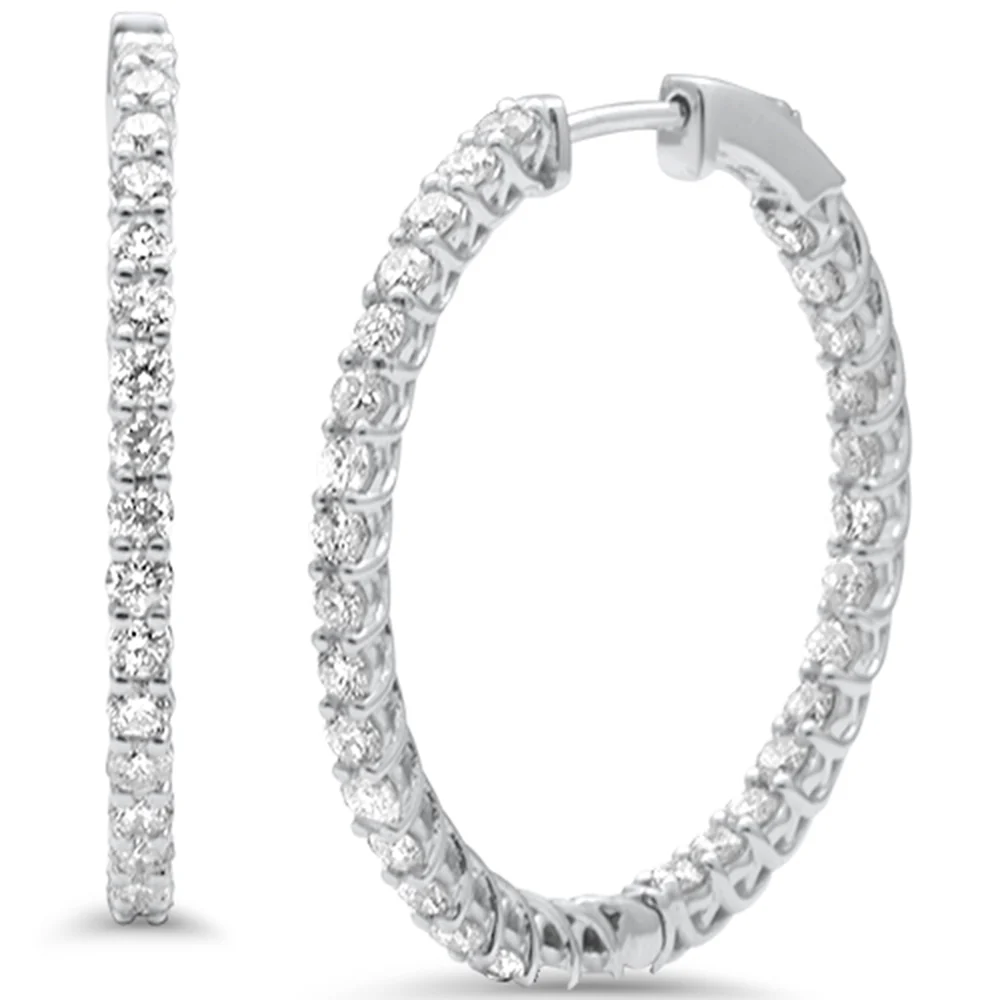 <span style="color:purple">SPECIAL!</span> 2.97ct G SI 14K White Gold Diamond Hoop Earrings