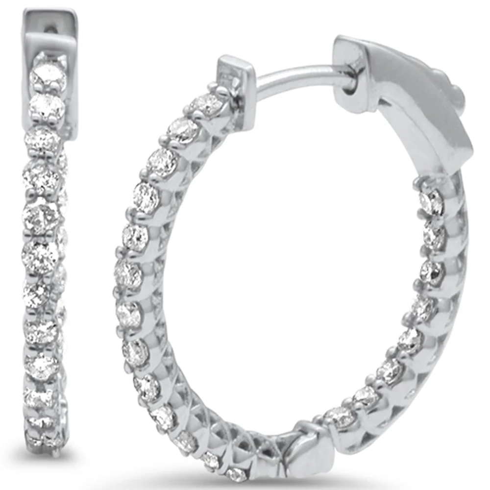 <span style="color:purple">SPECIAL!</span> 1.11ct G SI 14K White Gold Diamond Hoop Earrings