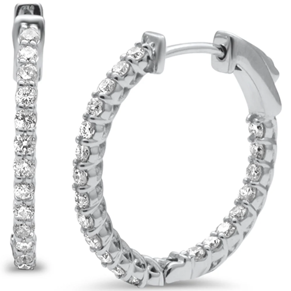 <span style="color:purple">SPECIAL!</span> .53ct G SI 14K White Gold Diamond Hoop Earrings