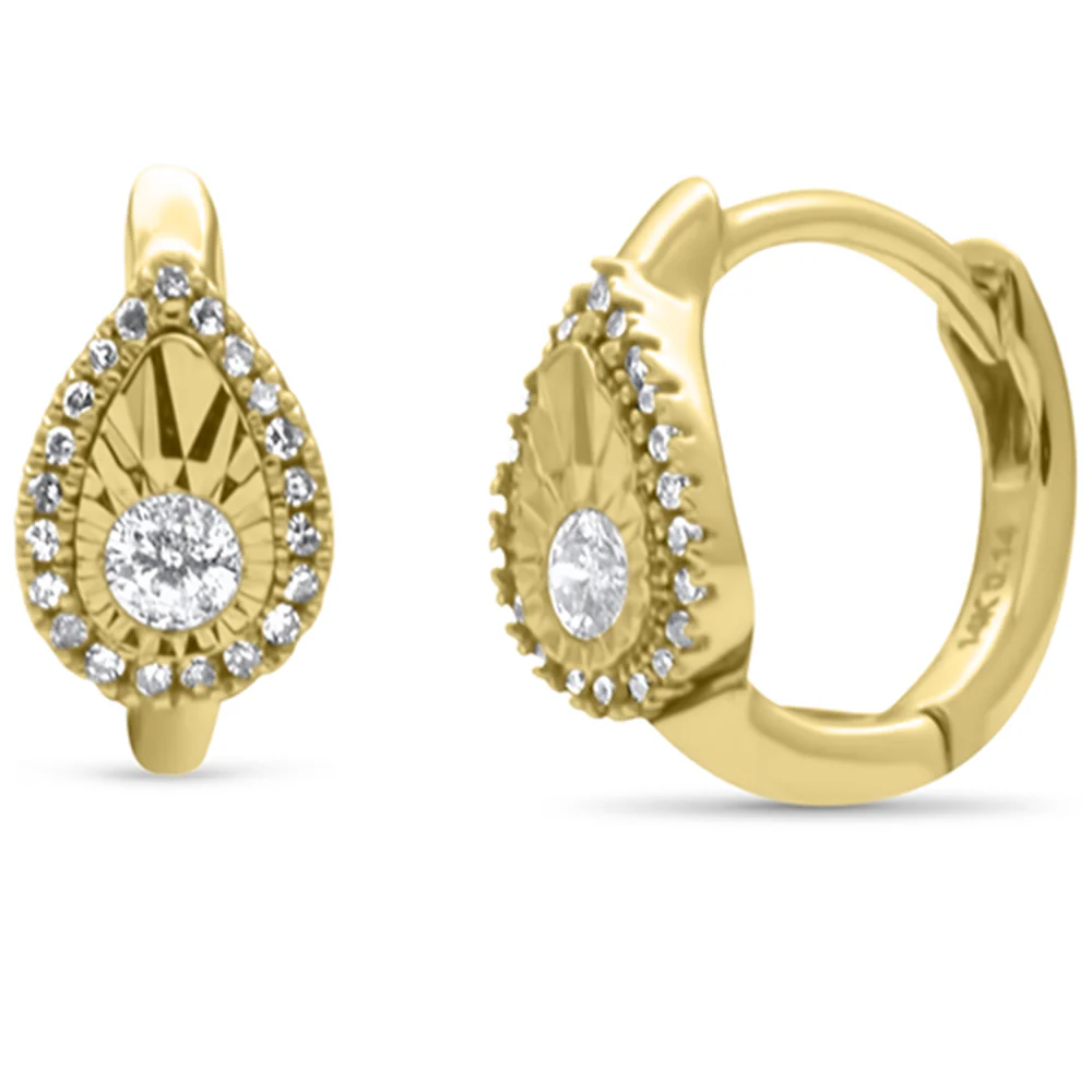 <span style="color:purple">SPECIAL!</span> .19ct G SI 14K Yellow Gold Diamond Pear Shaped Hoop Earrings