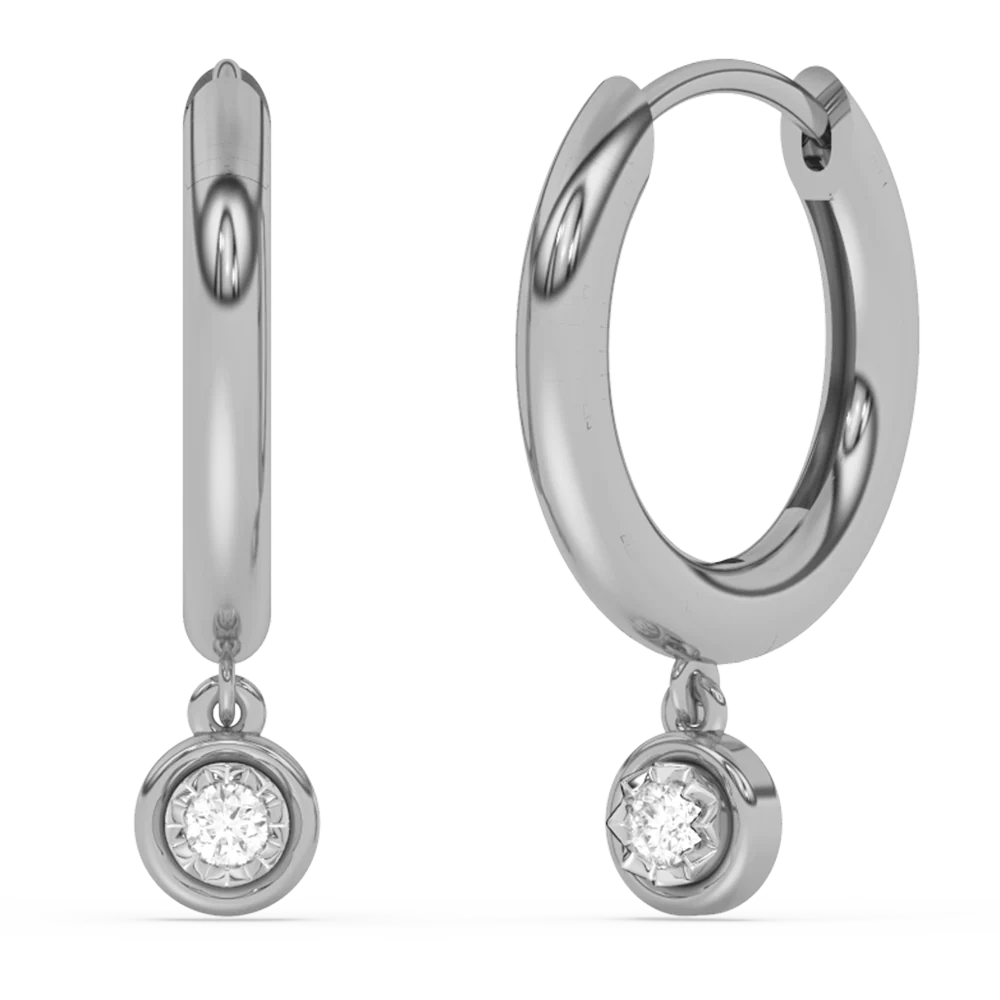 <span style="color:purple">SPECIAL!</span> .08ct G SI 14K White Gold Diamond Petite Hoop Earrings