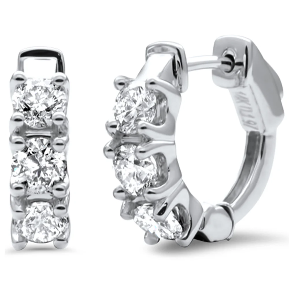 <span style="color:purple">SPECIAL!</span> 1.97ct G SI 14K White Gold Diamond Hoop Huggie Style Earrings
