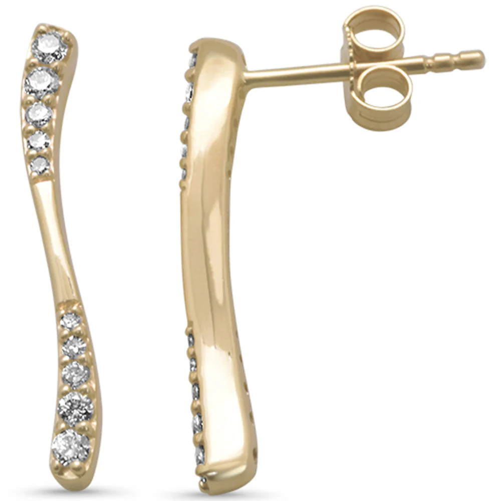 <span style="color:purple">SPECIAL!</span>.24ct G SI 14K Yellow Gold Diamond Bar Drop Earrings