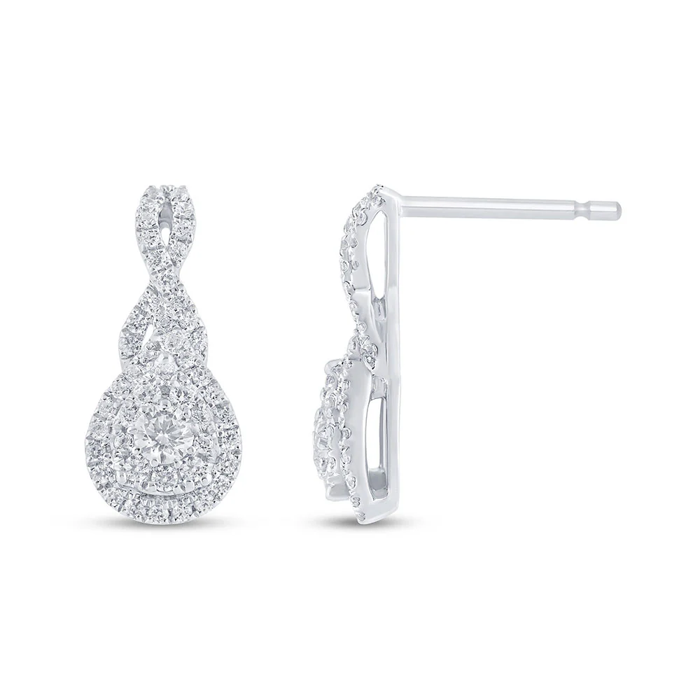 <span style="color:purple">SPECIAL!</span>.50ct G SI 14K White Gold Diamond Pear Shape Drop Earrings