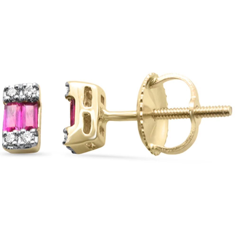 .20ct G SI 14K Yellow Gold Diamond & Ruby Gemstones Earrings - Image 2