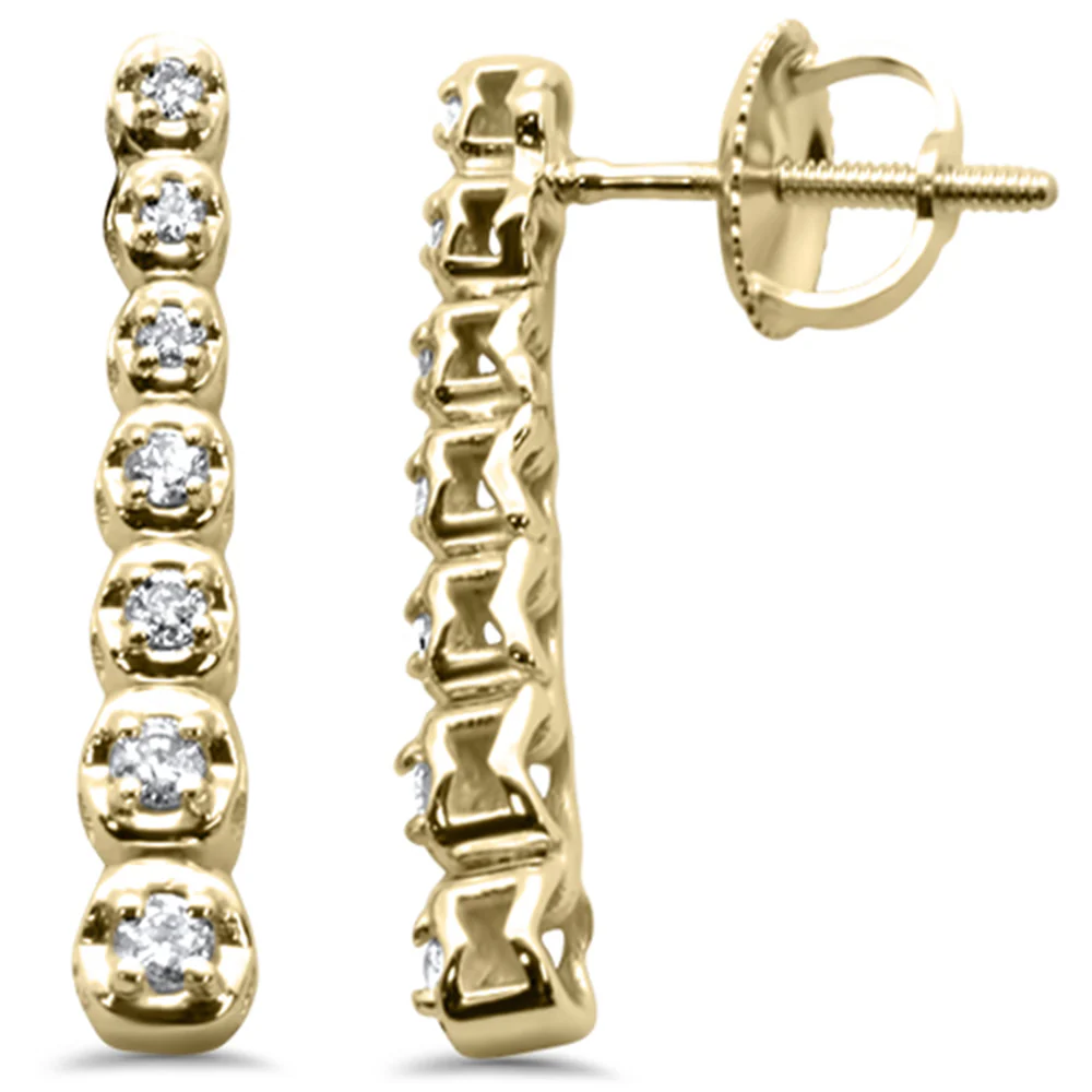 <span style="color:purple">SPECIAL!</span> .21ct G SI 14K Yellow Gold Diamond Graduated Stones Drop Earrings