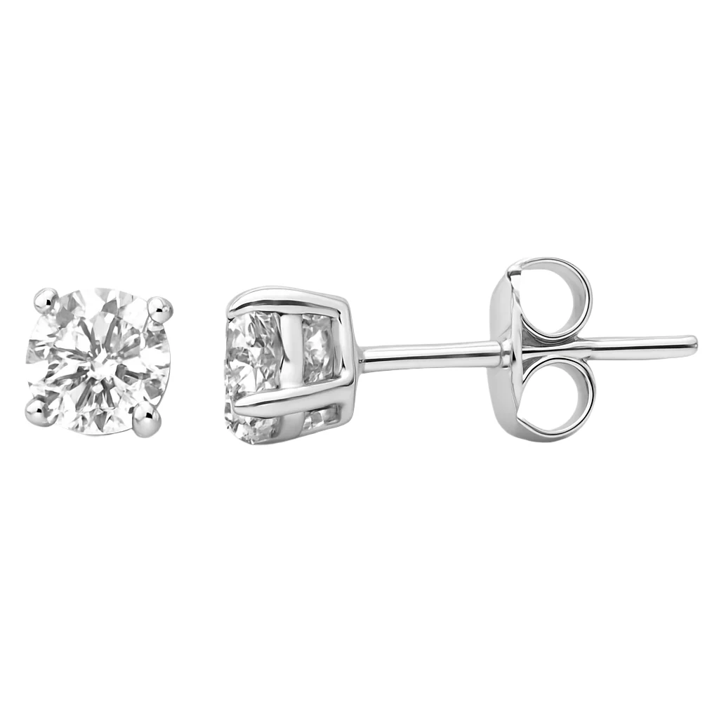 <span style="color:purple">SPECIAL!</span> 1.42ct G SI 14K White Gold Round Diamond Solitaire Earrings