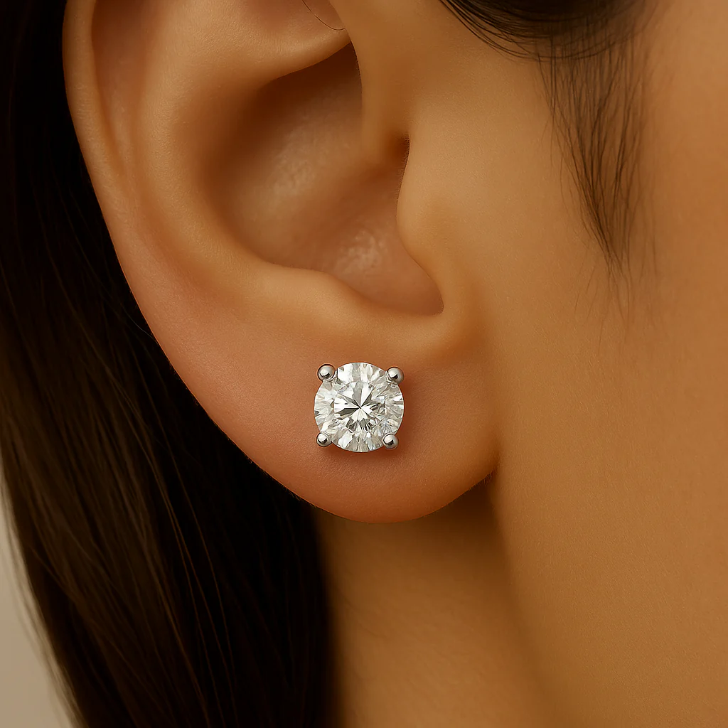 <span style="color:purple">SPECIAL!</span> 1.42ct G SI 14K White Gold Round Diamond Solitaire Earrings - Image 2