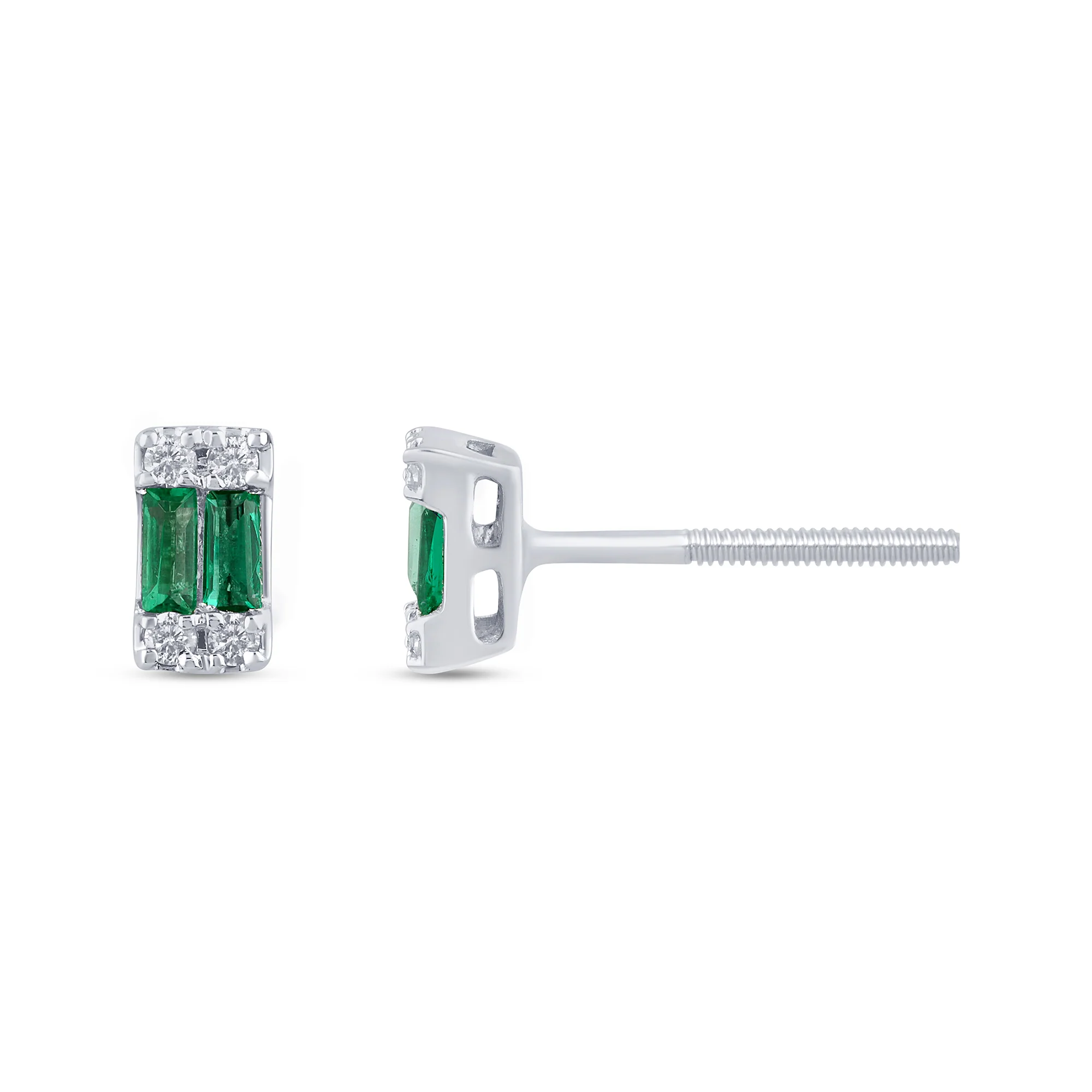 .17ct G SI 14K White Gold Diamond & Emerald Gemstones Earrings